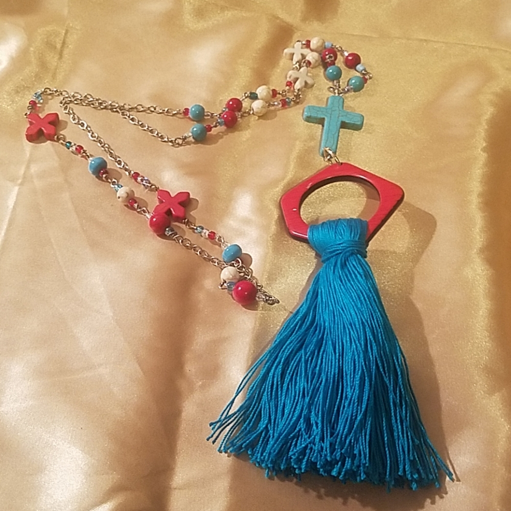 Turquoise Tassel Necklace